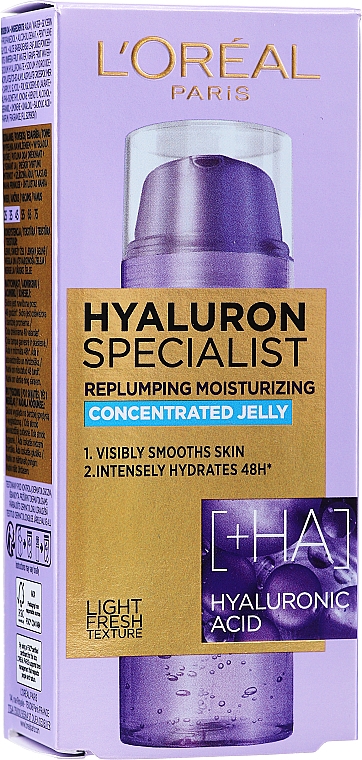 Silnie nawilżający skoncentrowany żel do twarzy - L'Oreal Paris Hyaluron Specialist Replumping Moisturizing Concrntrated Jelly — Zdjęcie N1