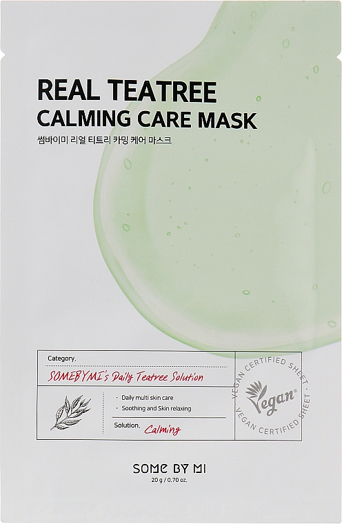 Kojąca maseczka do twarzy z zieloną herbatą - Some By Mi Real Tea Tree Calming Care Mask