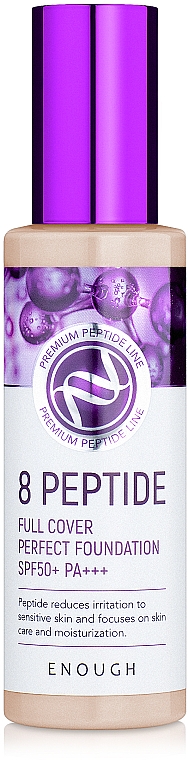 Podkład do twarzy z peptydami - Enough 8 Peptide Full Cover Perfect Foundation SPF50+ PA+++