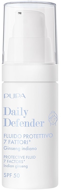 Fluid ochronny do twarzy, tonujący - Pupa Daily Defender Protective Fluid 7 Factors Indian Ginseng SPF 50 Coloured — Zdjęcie N1