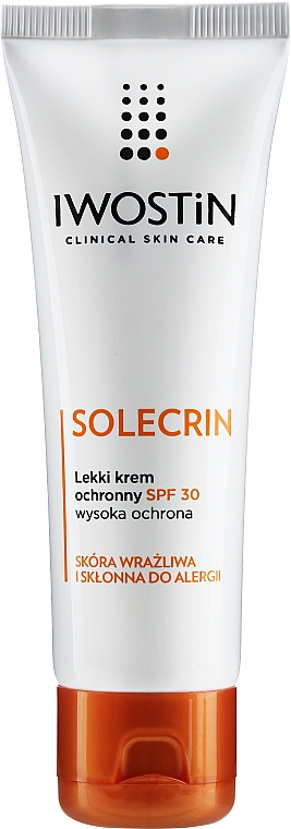 Lekki krem ochronny do skóry wrażliwej i skłonnej do alergii SPF 30 - Iwostin Solecrin Light Protective Cream SPF30 — Zdjęcie N1