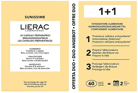 Suplement do opalania - Lierac Sunissime The Preparing Capsules Duo Set — Zdjęcie N1