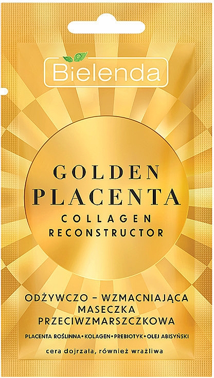 Odżywczo-wzmacniająca maseczka przeciwzmarszczkowa do twarzy - Bielenda Golden Placenta Collagen Reconstructor — Zdjęcie N1