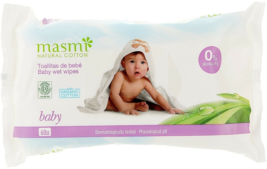 Chusteczki nawilżane dla niemowląt - Masmi Natural Cotton — Zdjęcie N1