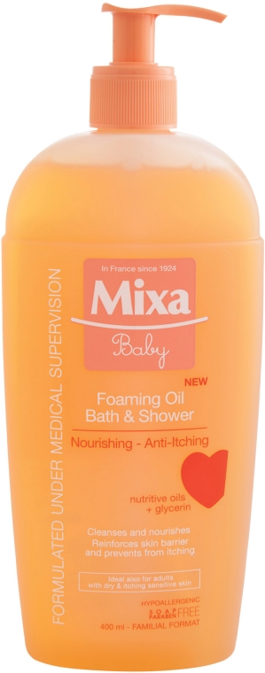 Olejek pod prysznic Biały lotos i mleczko ryżowe - Mixa Baby Foaming Oil Bath & Shower