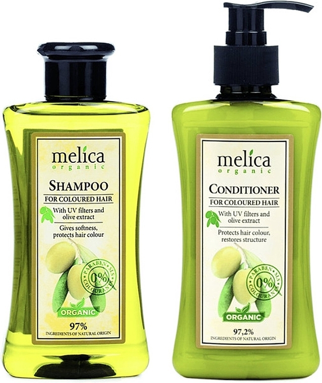Zestaw - Melica Organic For Coloured Hair Duo Set (shm/300ml + h/cond/300ml) — Zdjęcie N1