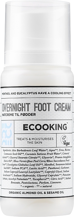 Wygładzający krem do stóp na noc z mocznikiem 15% i kwasem mlekowym - Ecooking Overnight Foot Cream — Zdjęcie N1