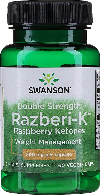 Suplement diety Keton malinowy, 200mg - Swanson Double-Strength Razberi-K Raspberry Ketones — Zdjęcie N1