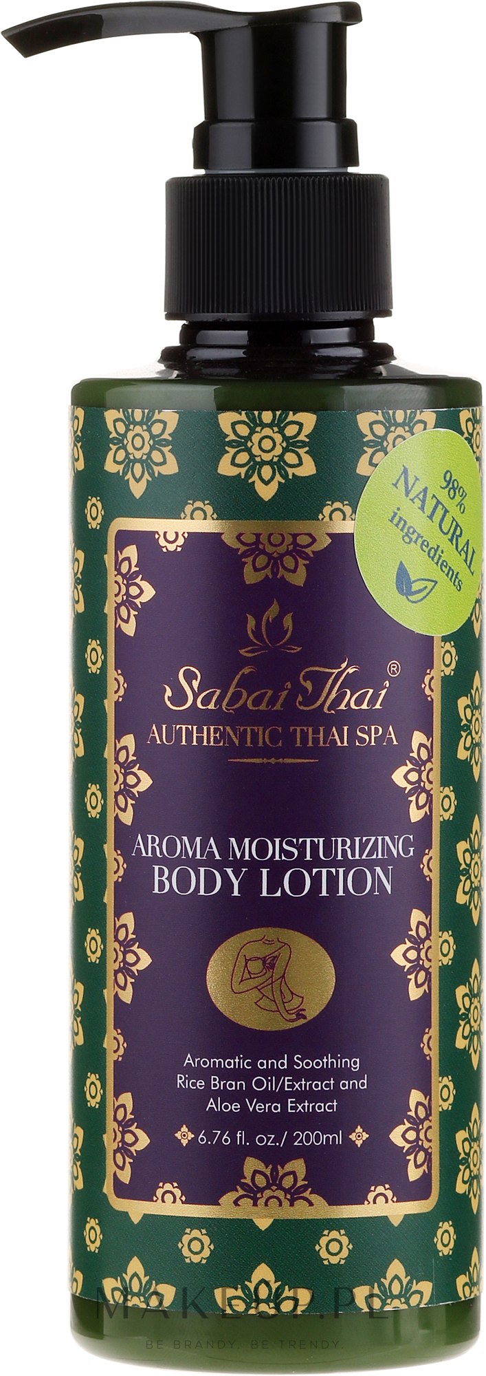 Aromatyczny nawilżający balsam do ciała z olejem z otrębów ryżowych i aloesem - Sabai Thai Rice Milk Aroma Moisturizing Body Lotion — Zdjęcie 200 ml