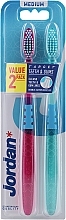 Szczoteczka do zębów średnio twarda, różowa + turkusowa - Jordan Target Teeth Toothbrush — Zdjęcie N1