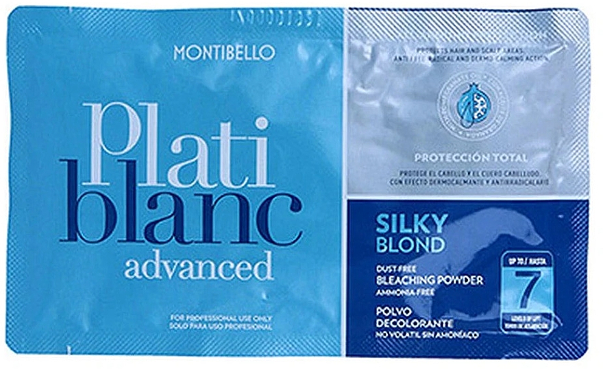 Puder do rozjaśniania włosów, 7 tonów - Montibello Platiblanc Advanced Silky Blond Bleaching Powder 7 — Zdjęcie N3