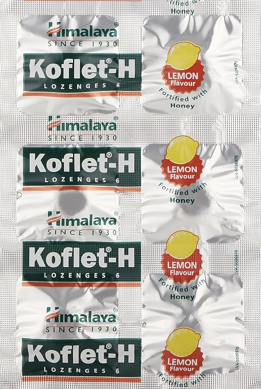 Pastylki do ssania na kaszel o smaku cytrynowym - Himalaya Herbals Koflet-H Lemon — Zdjęcie N2