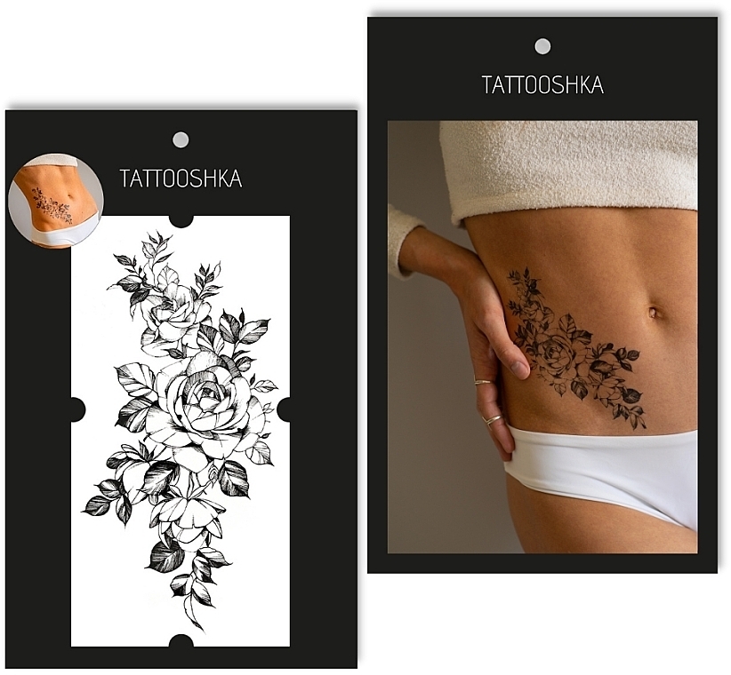 Tymczasowy tatuaż Akwarelowa róża, RX-904 - Tattooshka
