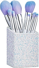 Zestaw pędzli do makijażu Sparkle T0804, 8 szt., biały - Docolor Brush Set With Holder — Zdjęcie N1
