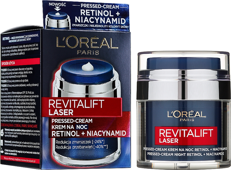 Przeciwzmarszczkowy krem do twarzy na noc z retinolem i niacynamidem - L'Oreal Paris Revitalift Laser Retinol + Niacynamid Night Cream — Zdjęcie N2