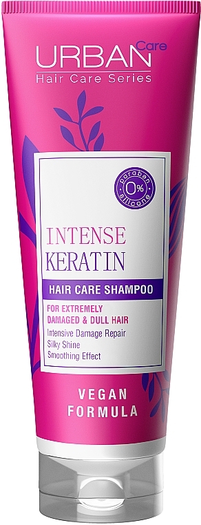 Intensywnie regenerujący i wygładzający szampon z keratyną do włosów mocno zniszczonych - Urban Care Intense Keratin Hair Care Shampoo — Zdjęcie N1