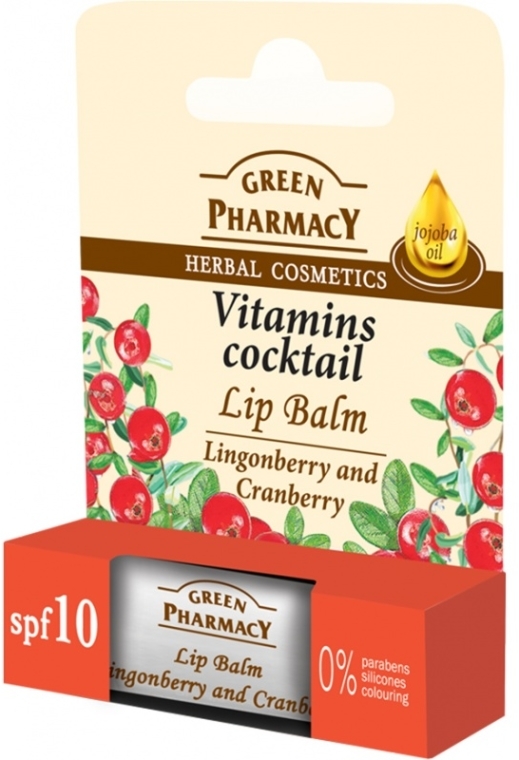 Balsam do ust Brusznica i żurawina SPF 10 - Green Pharmacy Lip Balm Lingonberry And Cranberry — Zdjęcie N1