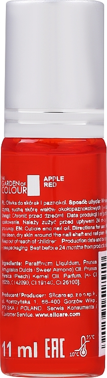Olejek do paznokci i skórek - Silcare The Garden of Colour Cuticle Oil Roll On Apple Red — Zdjęcie N2