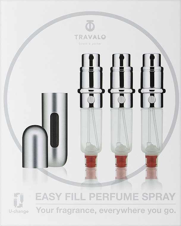 Zestaw atomizerów na perfumy - Travalo Classic HD Silver Set (atomiser/3x5ml + case)