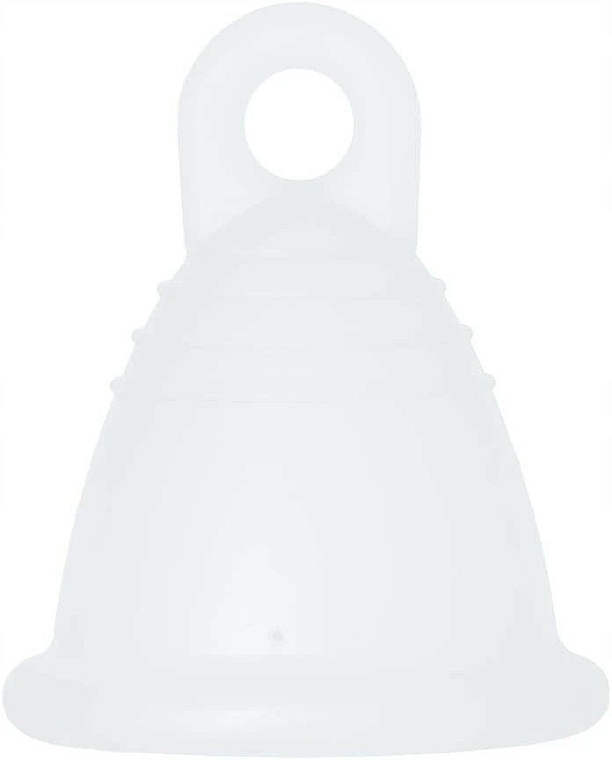 Kubeczek menstruacyjny z pętelką, rozmiar L, przezroczysty - MeLuna Classic Shorty Menstrual Cup Ring — Zdjęcie N1