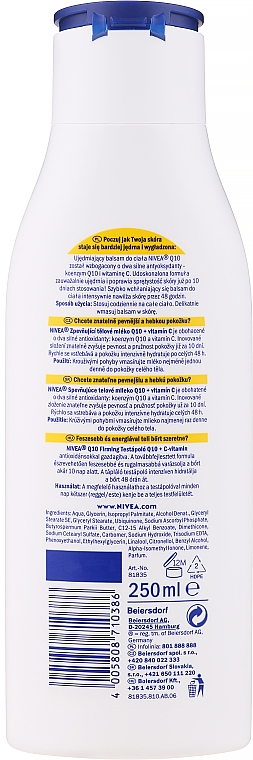 Ujędrniające mleczko do ciała z koenzymem Q10, keratyną i L-karnityną - NIVEA Q10 Energy+ Body Milk — Zdjęcie N5