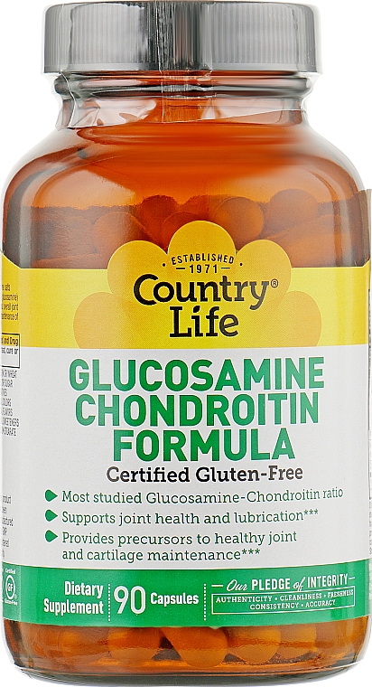 Suplement diety glukozamina i chondroityna - Country Life Glucosamine Chondroitin Formula — Zdjęcie N1
