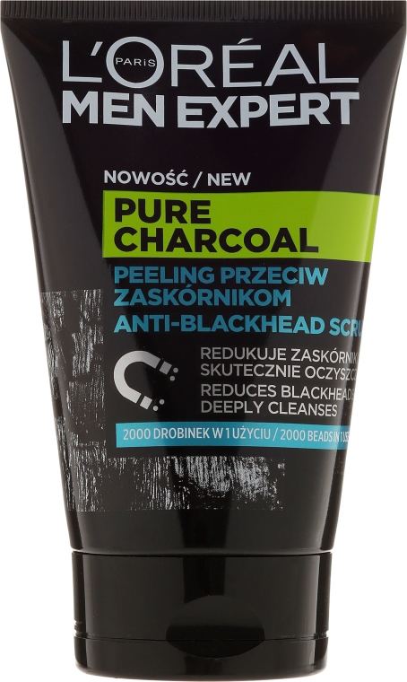 Peeling do twarzy przeciw zaskórnikom dla mężczyzn - L'Oreal Paris Men Expert Pure Charcoal Anti-Blackhead Scrub — Zdjęcie N1