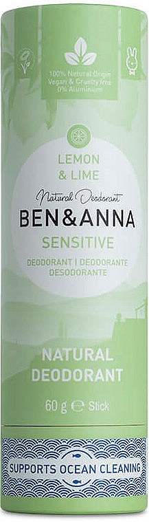 Naturalny dezodorant do skóry wrażliwej Cytryna i limonka - Ben & Anna Natural Deodorant Sensitive Lemon & Lime — Zdjęcie N1