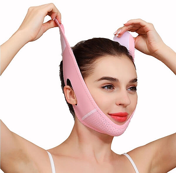 PRZECENA! Oddychająca maska modelująca kontur twarzy, różowa - Yeye V-line Mask * — Zdjęcie N5