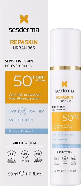 Krem przeciwsłoneczny do skóry wrażliwej SPF 50+ - Sesderma Repaskin Urban 365 Sensitive Skin SPF 50+ — Zdjęcie N2