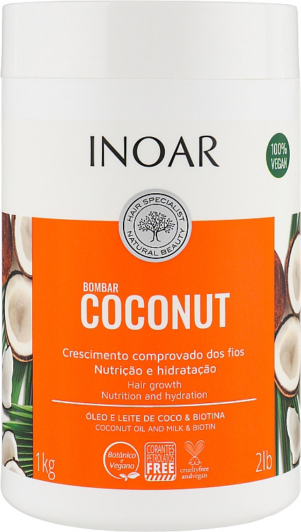 Maska stymulująca porost włosów Kokos & biotyna - Inoar Coconut Bombar Hair Growth — Zdjęcie N1