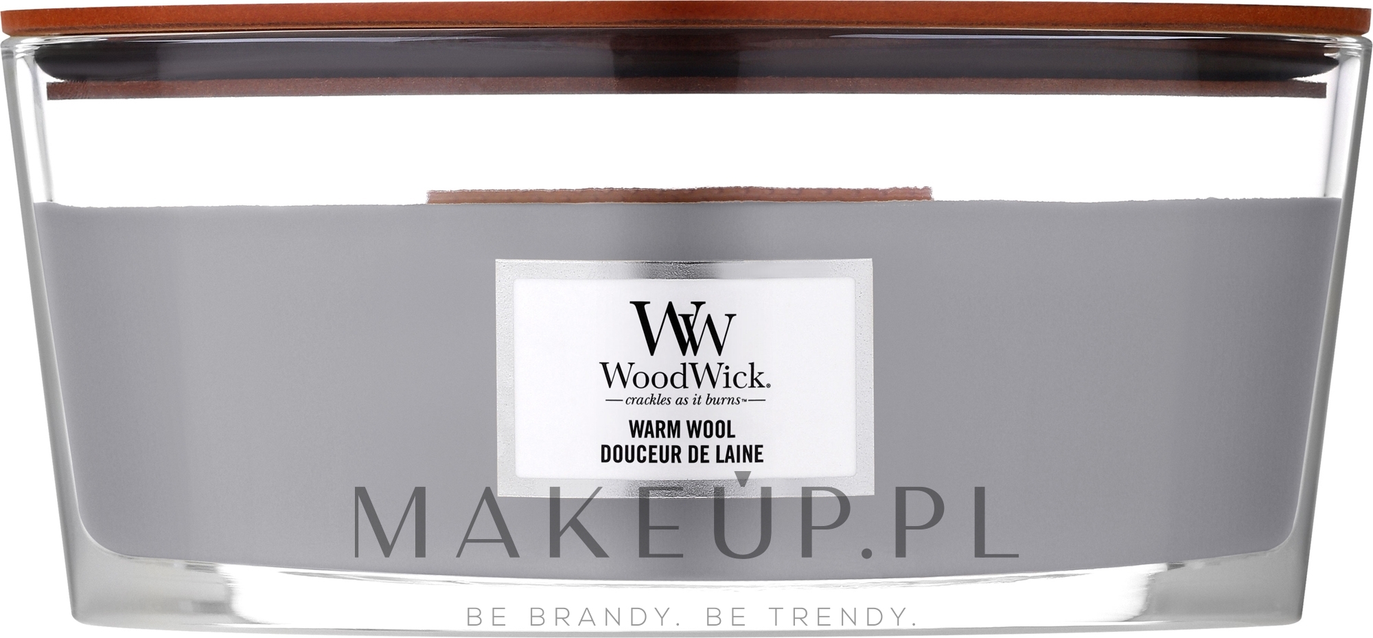 Świeca zapachowa w szkle - WoodWick Hearthwick Flame Ellipse Candle Warm Wool — Zdjęcie 453.6 g