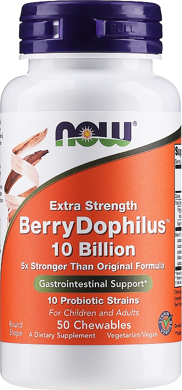 Probiotyki o smaku jagodowym do żucia dla dzieci - Now Foods Berry Dophilus — Zdjęcie N1