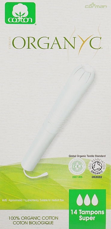 Tampony z bawełny organicznej z aplikatorem, 14 szt. - Corman Organyc Internal Super — Zdjęcie N1