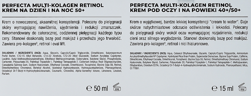 Zestaw - Perfecta Multi-Collagen Retinol 50 + (cr/50ml + eye/cr/15ml) — Zdjęcie N3