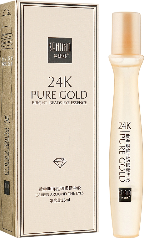 Serum pod oczy z aplikatorem do usuwania cieni - Senana 24k Pure Gold Bright Beads Eye Essence