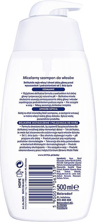 Delikatny szampon micelarny dla dzieci - NIVEA BABY Micellar Mild Shampoo — Zdjęcie N2