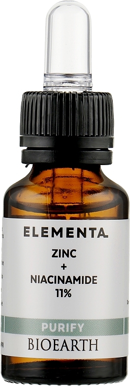 Serum do twarzy z cynkiem i niacynamidem 11% - Bioearth Elementa Purify Zinc + Niacinamide 11% — Zdjęcie N3
