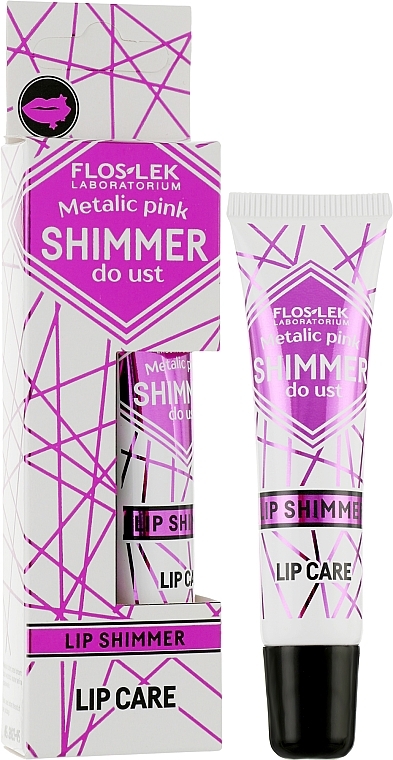 PRZECENA! Metaliczny nabłyszczający balsam do ust - Floslek Lip Care Shimmer Metalic Pink * — Zdjęcie N2