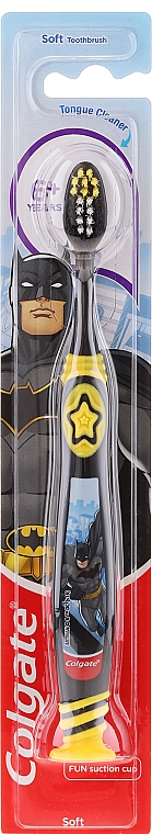 Miękka szczoteczka do zębów dla dzieci 6+, Batman, czarno-żółta - Colgate Smiles Toothbrush — Zdjęcie N1