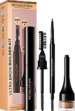 Kup Zestaw - Makeup Revolution Ultra Brow Builder Kit (wax/8ml + brow/pomade/2,2g + eye/crayon/0,09g)