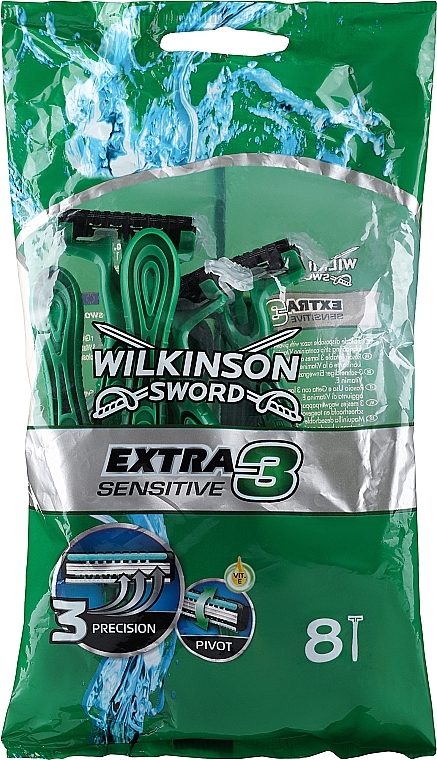 Jednorazowe maszynki do golenia, 8 szt. - Wilkinson Sword Xtreme3 Sensitive — Zdjęcie N1