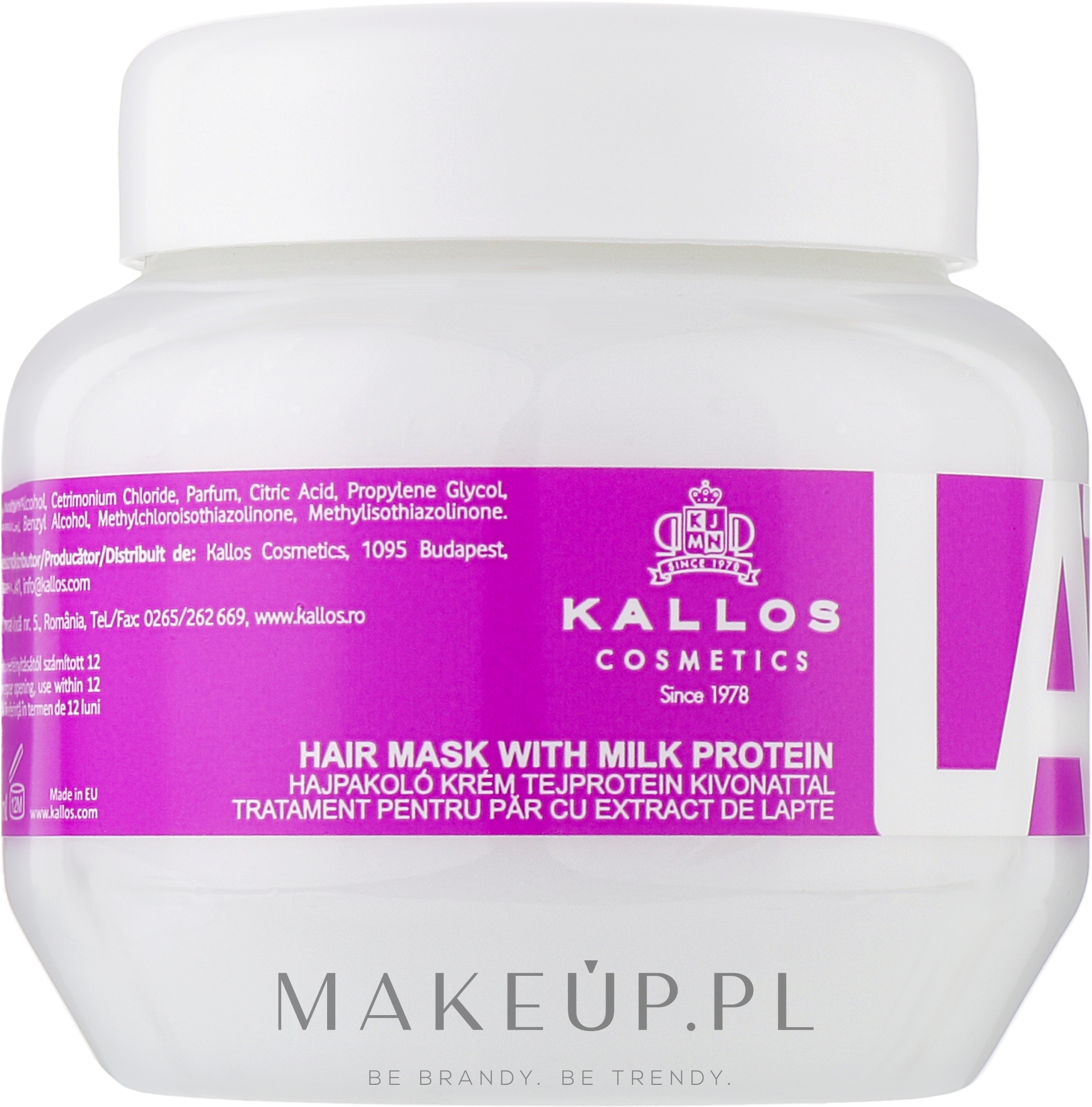 Maska do włosów zniszczonych - Kallos Cosmetics Latte With Milk Protein Mask — Zdjęcie 275 ml