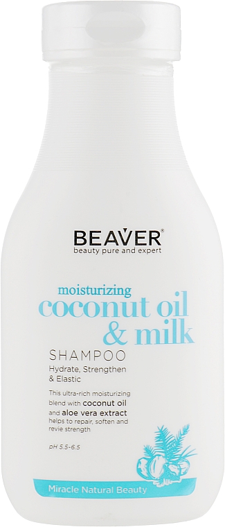 Szampon wygładzający do włosów suchych i niesfornych z olejkiem kokosowym - Beaver Professional Moisturizing Coconut Oil & Milk Shampoo — Zdjęcie N1