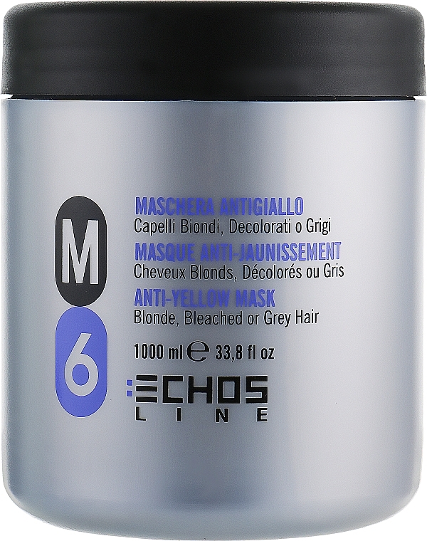 Maska do włosów blond i siwych z efektem przeciwdziałającym żółknięciu - Echosline M6 Anti-Yellow Mask — Zdjęcie N5