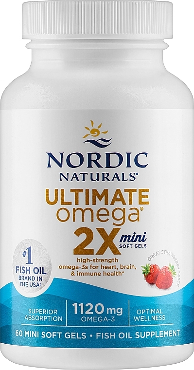 Suplement diety Ultimate Omega 1120 mg - Nordic Naturals Ultimate Omega 2X Mini 1120mg Strawberry — Zdjęcie N1