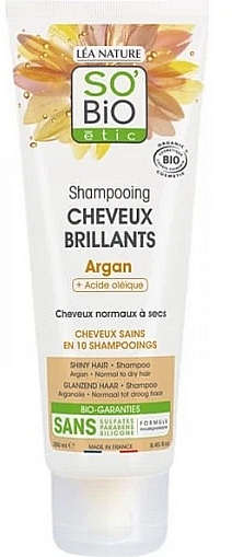 Szampon do włosów - So'Bio Etic Argan + Oleic Acid Shiny Hair Shampoo — Zdjęcie N1