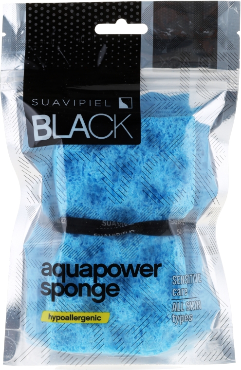 Hipoalergiczna gąbka do kąpieli dla mężczyzn, niebieska - Suavipiel Black Aqua Power Sponge