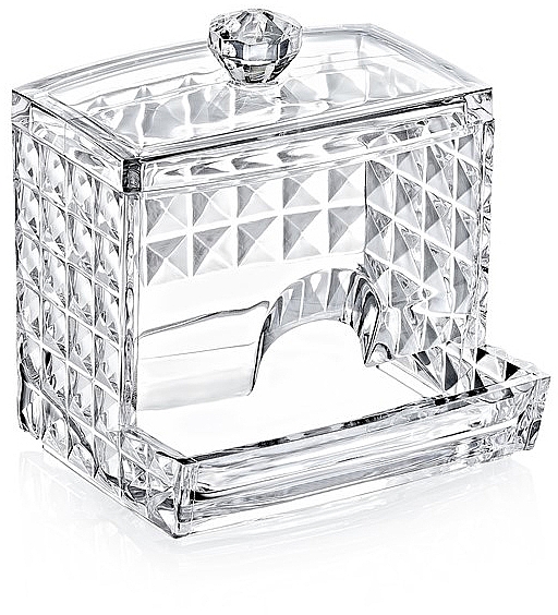 Pojemnik na patyczki kosmetyczne Diamond, 8,5 x 10 x 7 cm, przezroczysty, plastikowy - BoxUp