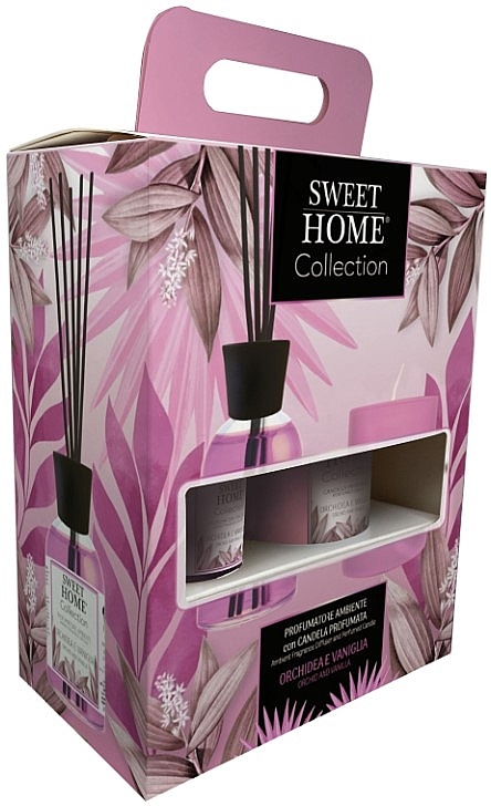 Zestaw - Sweet Home Collection Orchid and Vanilla Gift Set (diffuser/100ml + candle/110g) — Zdjęcie N1